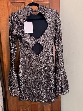 Free People Dezdemona open back sequin mini dress cocktail party evening